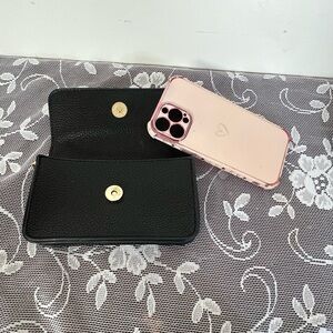 DKNY Pink Transparent Bumper Phone Case with Heart Accent